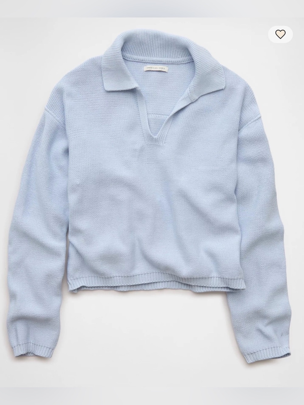 AE Johnny Collar Cropped Sweater - light blue